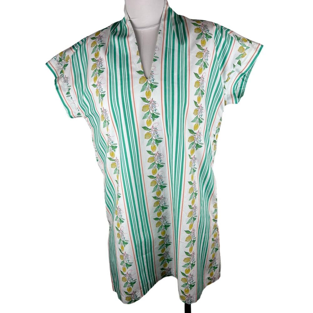 Brooke Wright Nancy Capri Lemon Stripe Cotton Poplin Shift Dress Size M